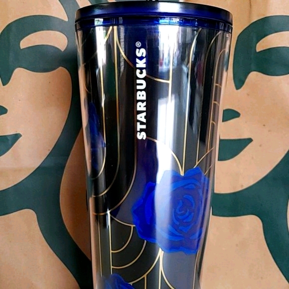 Starbucks Other - Starbucks Cobalt Blue Black Rose Tumbler Fall